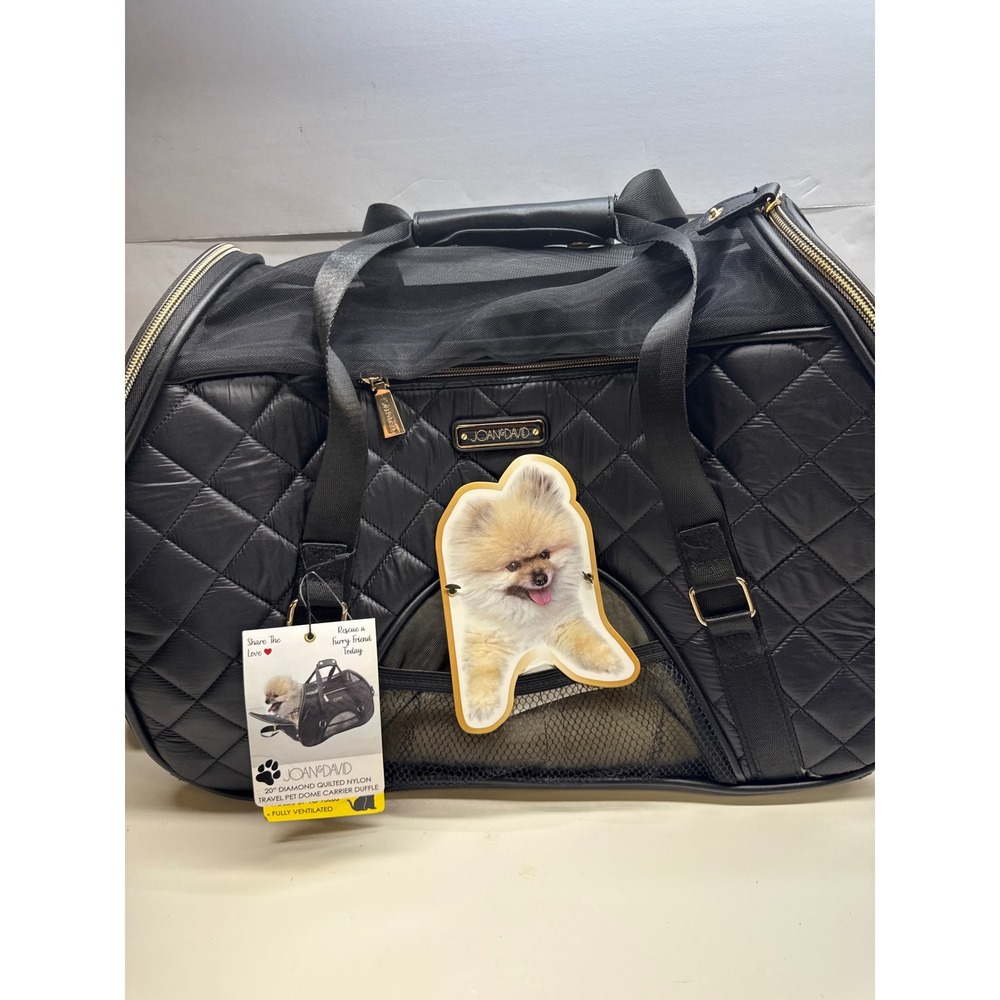 Joan & David Black Diamond Quilted Nylon 20" Travel Pet Dome Carrier JDD2354 NWT
